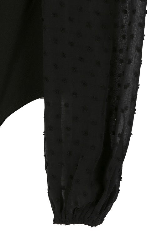 LS shirring sleeve bodysuit-Charmful Clothing Boutique