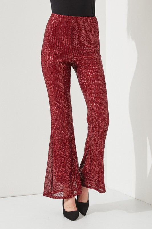 HIGHWAIST SEQUIN PANTS KRP3080-Charmful Clothing Boutique