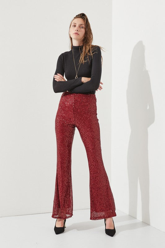 HIGHWAIST SEQUIN PANTS KRP3080-Charmful Clothing Boutique