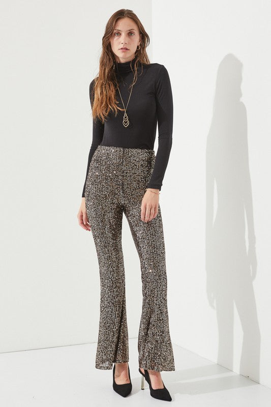 HIGHWAIST SEQUIN PANTS KRP3080-Charmful Clothing Boutique