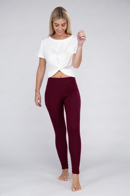 Active Leggings Featuring Concealed Pockets-Charmful Clothing Boutique