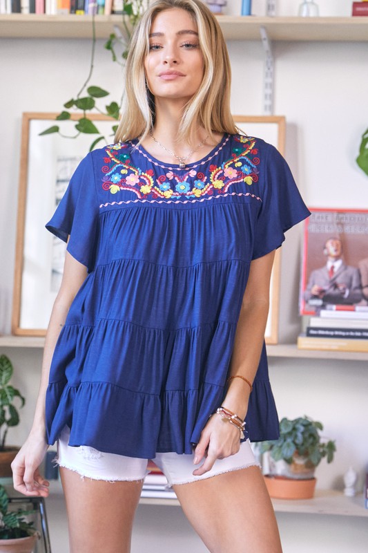Solid Flared Short Sleeve Top-Charmful Clothing Boutique