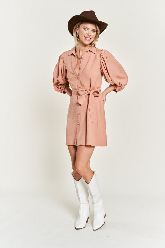 SOLID BUTTON DOWN DRESS PLUS JBJ1004P-Charmful Clothing Boutique