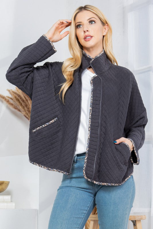 Quilt Jacket with Pockets-Charmful Clothing Boutique