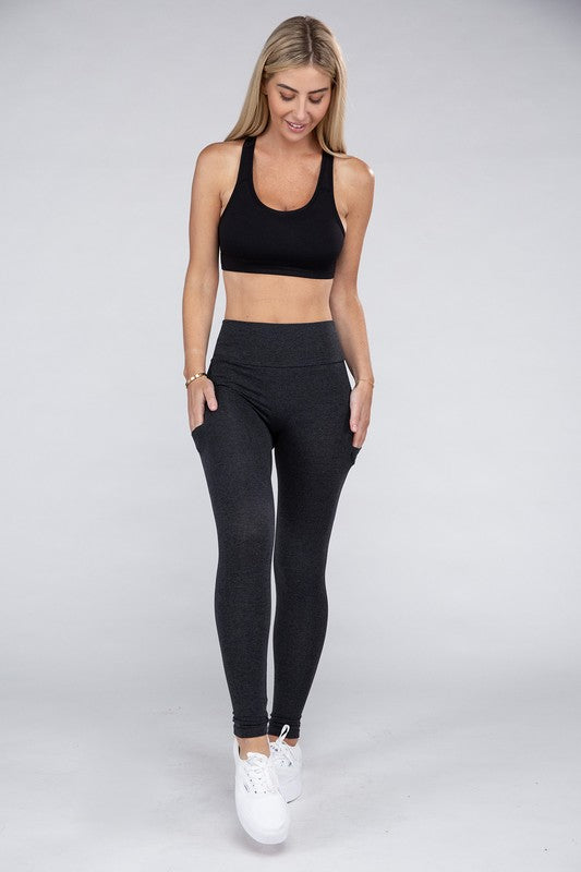 Active Leggings Featuring Concealed Pockets-Charmful Clothing Boutique