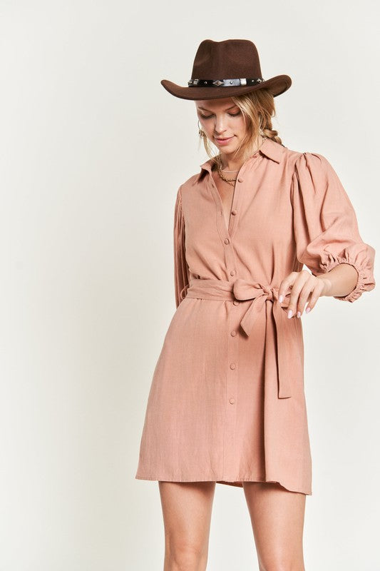SOLID BUTTON DOWN DRESS PLUS JBJ1004P-Charmful Clothing Boutique