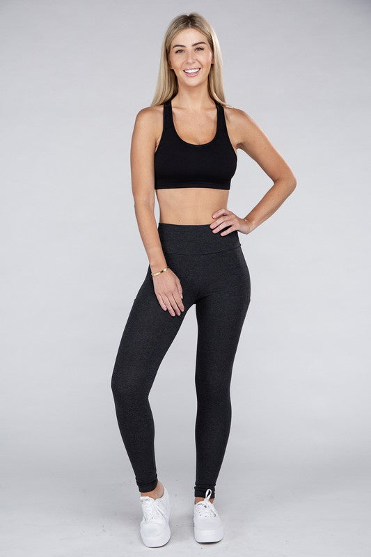 Active Leggings Featuring Concealed Pockets-Charmful Clothing Boutique