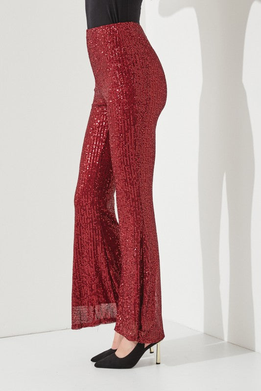 HIGHWAIST SEQUIN PANTS KRP3080-Charmful Clothing Boutique