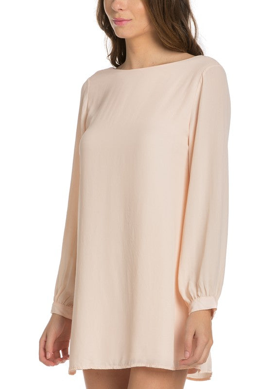 long sleeve shift dress coral-Charmful Clothing Boutique