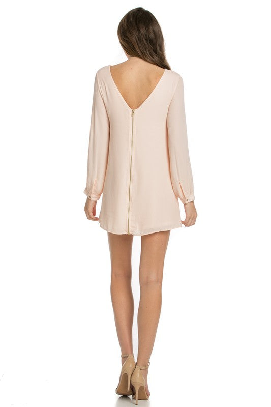 long sleeve shift dress coral-Charmful Clothing Boutique