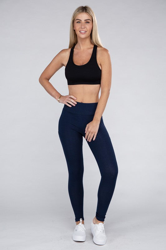 Active Leggings Featuring Concealed Pockets-Charmful Clothing Boutique