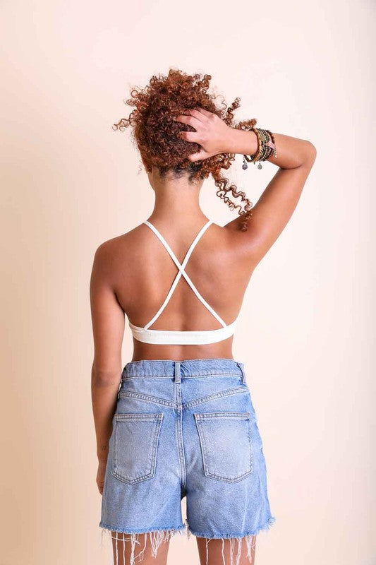 Crochet Lace High Neck Bralette-Charmful Clothing Boutique
