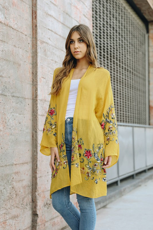 Long Floral Kimono Cardigan-Charmful Clothing Boutique