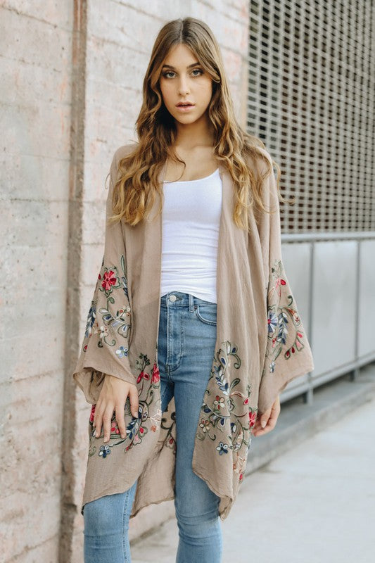 Long Floral Kimono Cardigan-Charmful Clothing Boutique