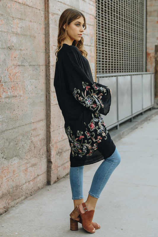 Long Floral Kimono Cardigan-Charmful Clothing Boutique