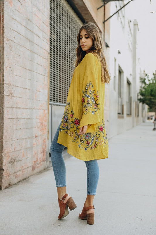 Long Floral Kimono Cardigan-Charmful Clothing Boutique