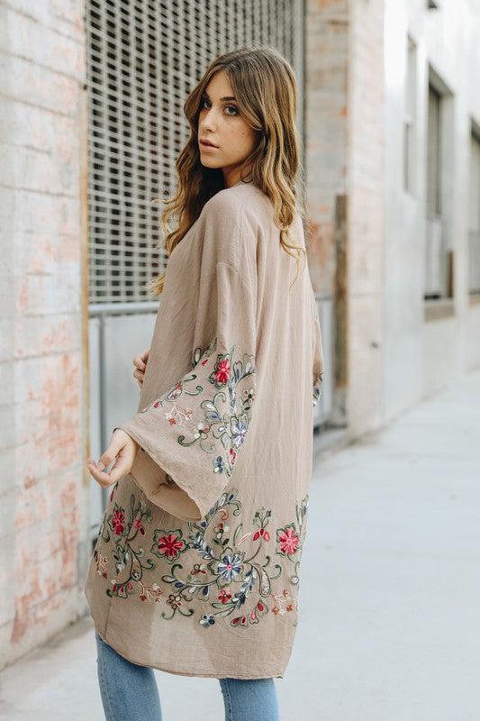 Long Floral Kimono Cardigan-Charmful Clothing Boutique