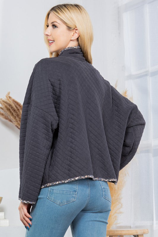 Quilt Jacket with Pockets-Charmful Clothing Boutique