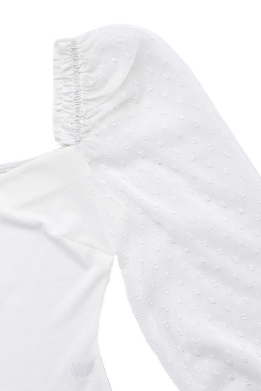 LS shirring sleeve bodysuit-Charmful Clothing Boutique