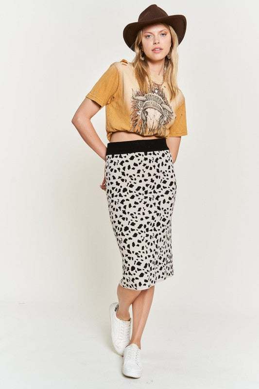 ANIMAL PRINT SWEATER SKIRTS KRS5026-2P-Charmful Clothing Boutique