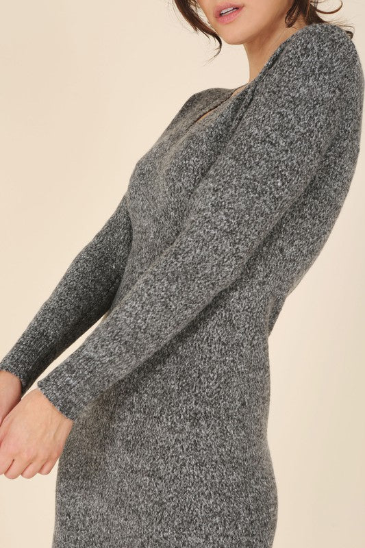 V-Neck Sweater Maxi Dress-Charmful Clothing Boutique
