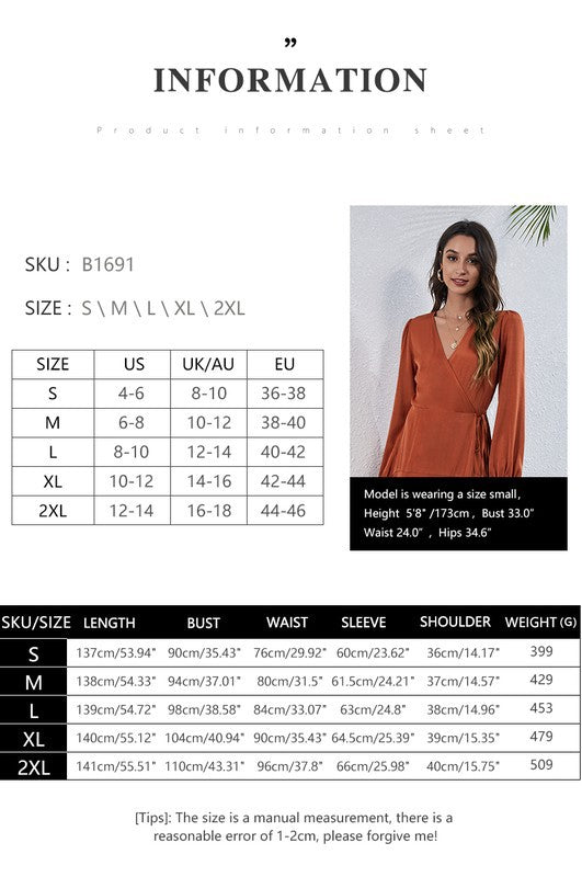 Women's V Neck Long Sleeve Maxi Dress-Charmful Clothing Boutique