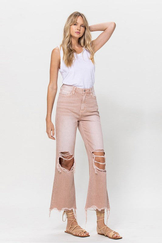 90's Vintage Crop Flare Jeans-Charmful Clothing Boutique