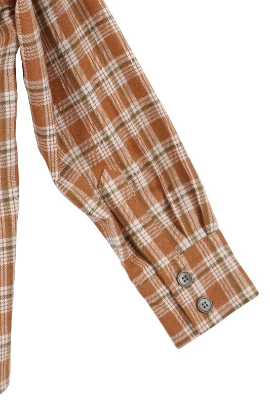 Autumn beige plaid shirts-Charmful Clothing Boutique