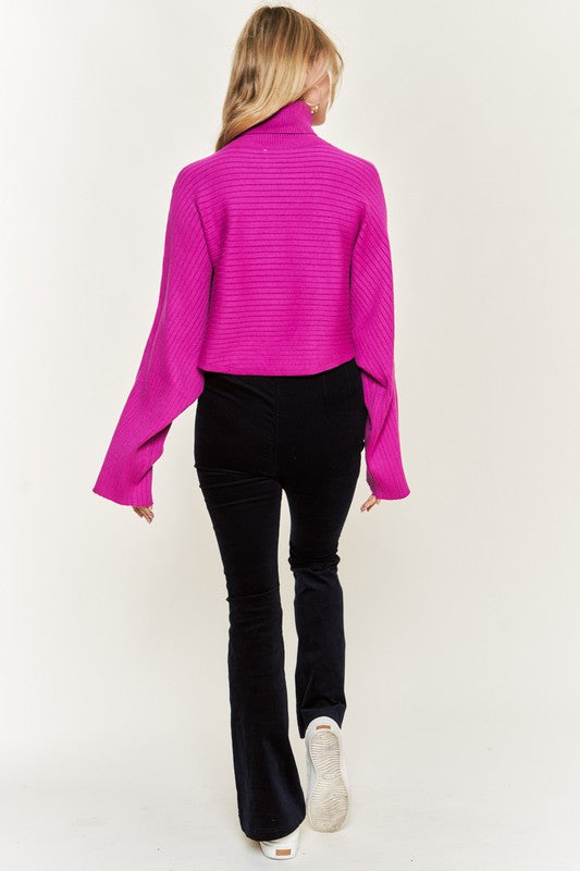 Mock neck wide sleeves top JJK50507-Charmful Clothing Boutique