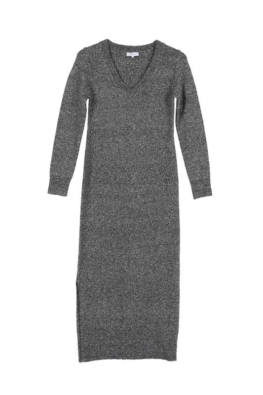 V-Neck Sweater Maxi Dress-Charmful Clothing Boutique