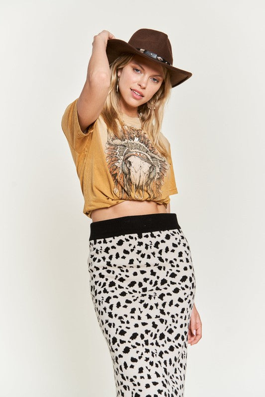 ANIMAL PRINT SWEATER SKIRTS KRS5026-2P-Charmful Clothing Boutique