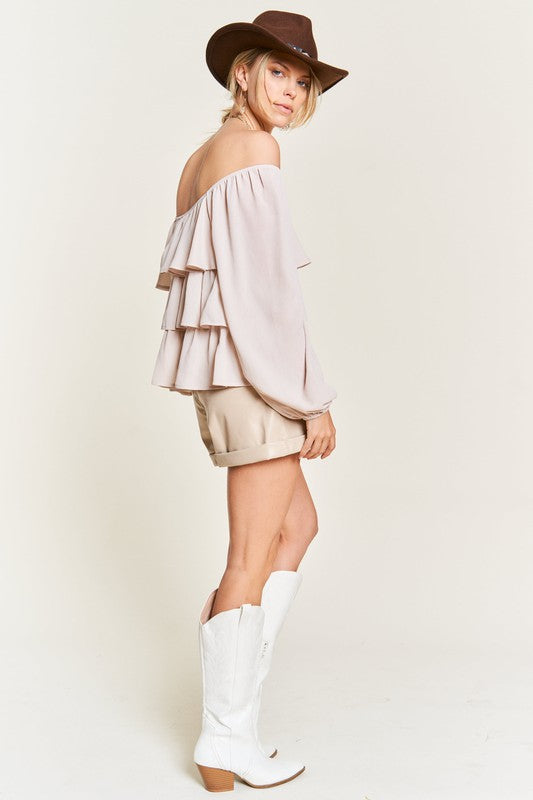 Tiered flounce designed Blouse JJT5023-Charmful Clothing Boutique