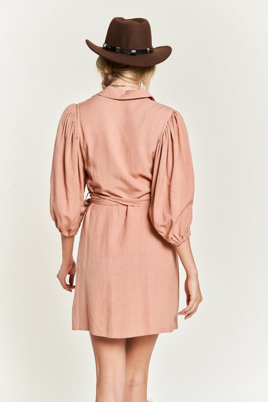 SOLID BUTTON DOWN DRESS PLUS JBJ1004P-Charmful Clothing Boutique
