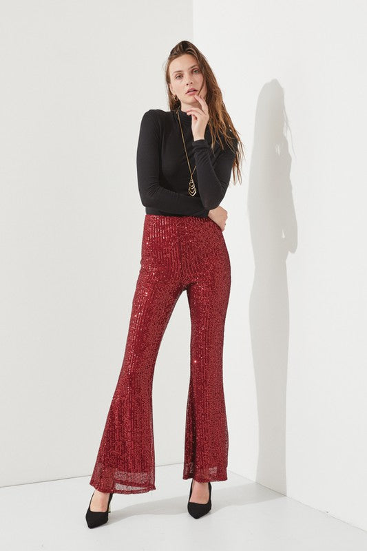 HIGHWAIST SEQUIN PANTS KRP3080-Charmful Clothing Boutique