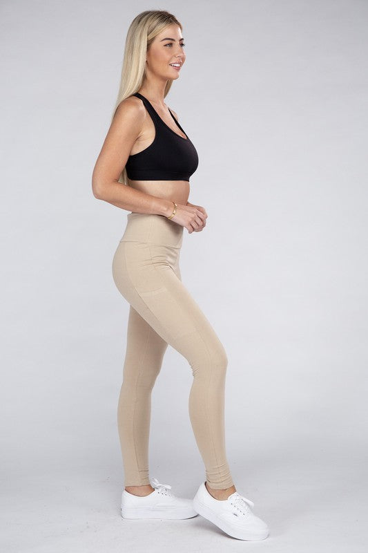 Active Leggings Featuring Concealed Pockets-Charmful Clothing Boutique