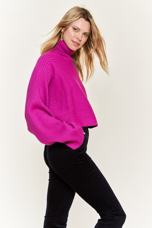 Mock neck wide sleeves top JJK50507-Charmful Clothing Boutique