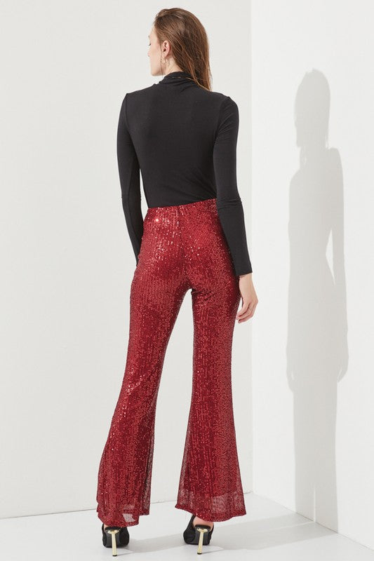 HIGHWAIST SEQUIN PANTS KRP3080-Charmful Clothing Boutique