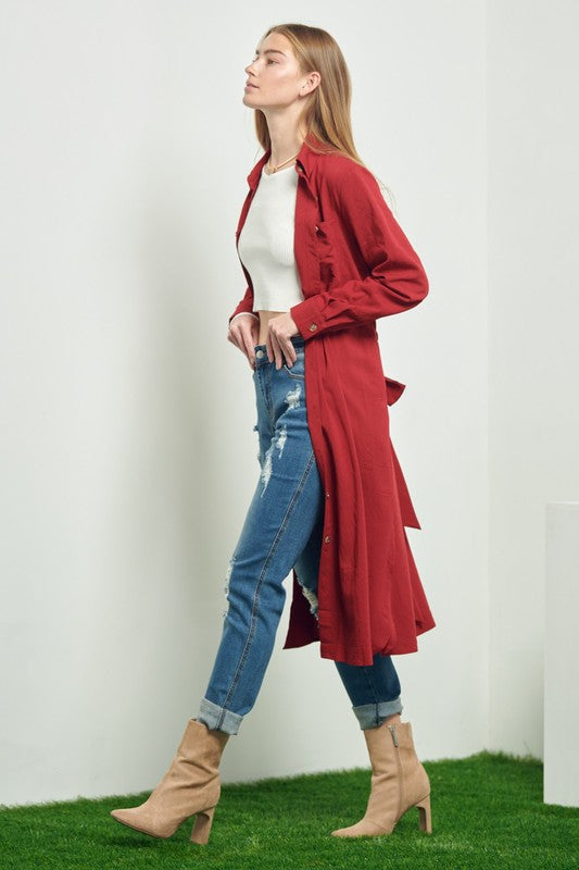 Button down shirt long dress PLUS 30-545P-Charmful Clothing Boutique