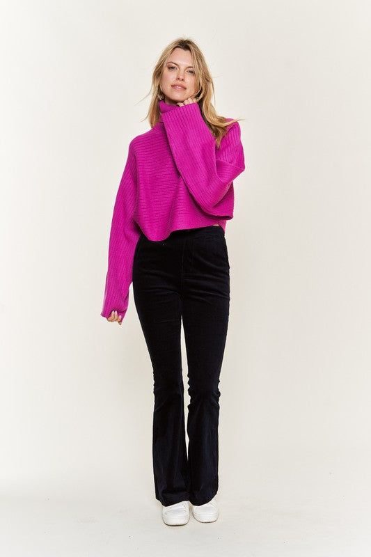 Mock neck wide sleeves top JJK50507-Charmful Clothing Boutique