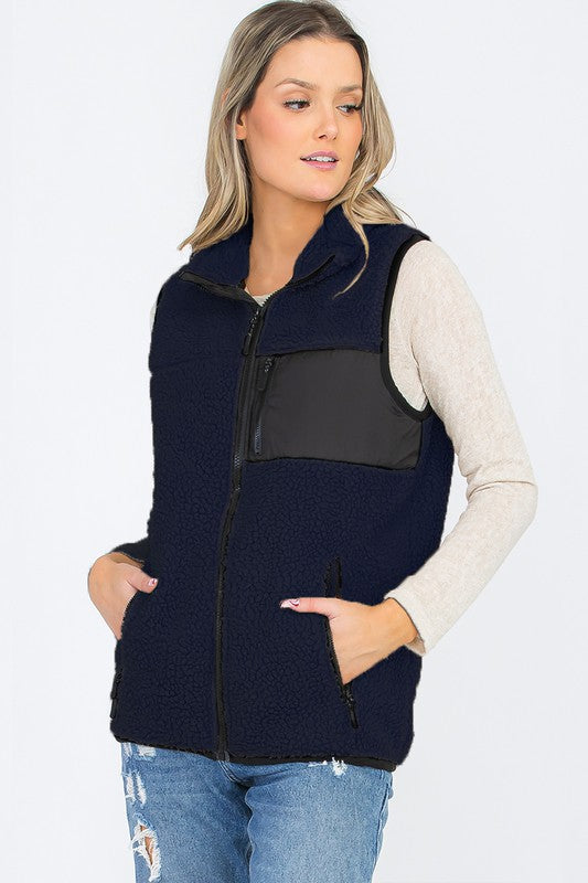 UNISEX WOMENS SHERPA FLEECE VEST TOP JACKET-Charmful Clothing Boutique