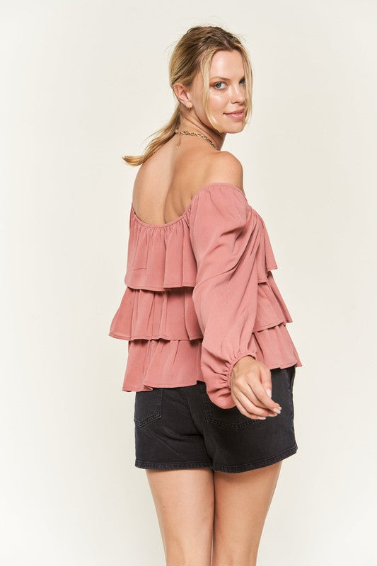 Tiered flounce designed Blouse JJT5023-Charmful Clothing Boutique