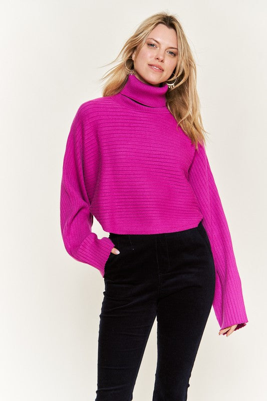 Mock neck wide sleeves top JJK50507-Charmful Clothing Boutique