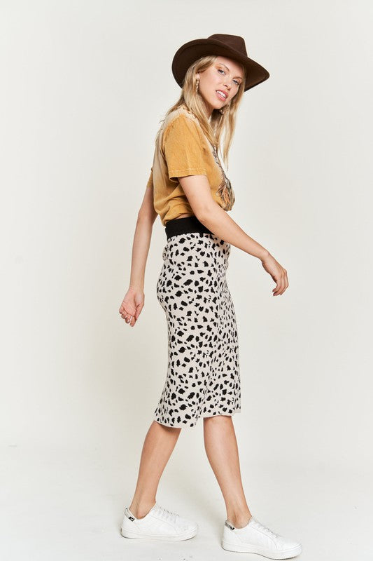 ANIMAL PRINT SWEATER SKIRTS KRS5026-2P-Charmful Clothing Boutique