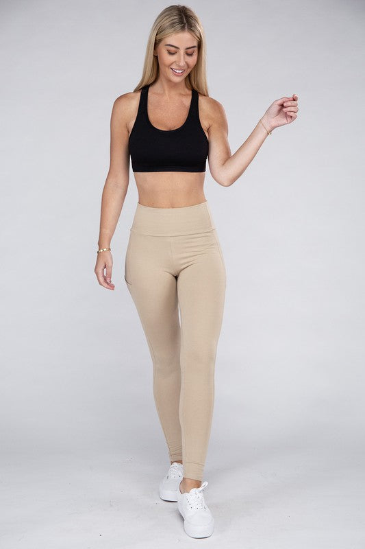 Active Leggings Featuring Concealed Pockets-Charmful Clothing Boutique