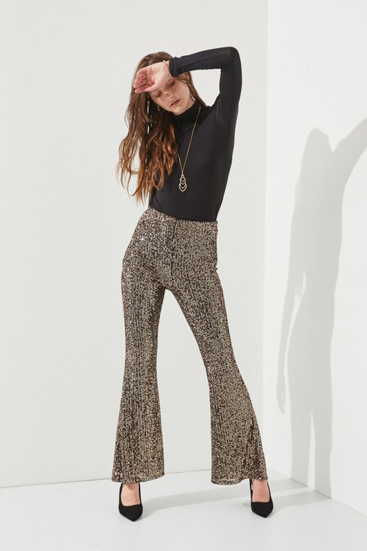 HIGHWAIST SEQUIN PANTS KRP3080-Charmful Clothing Boutique