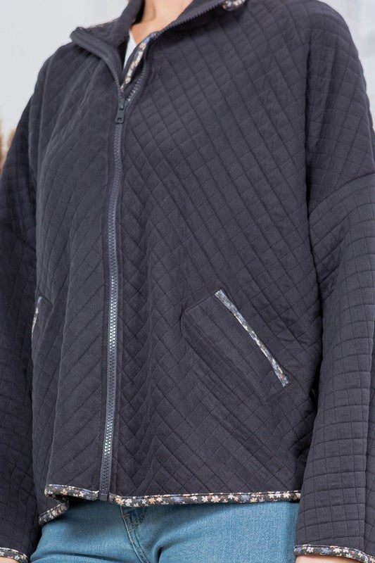 Quilt Jacket with Pockets-Charmful Clothing Boutique