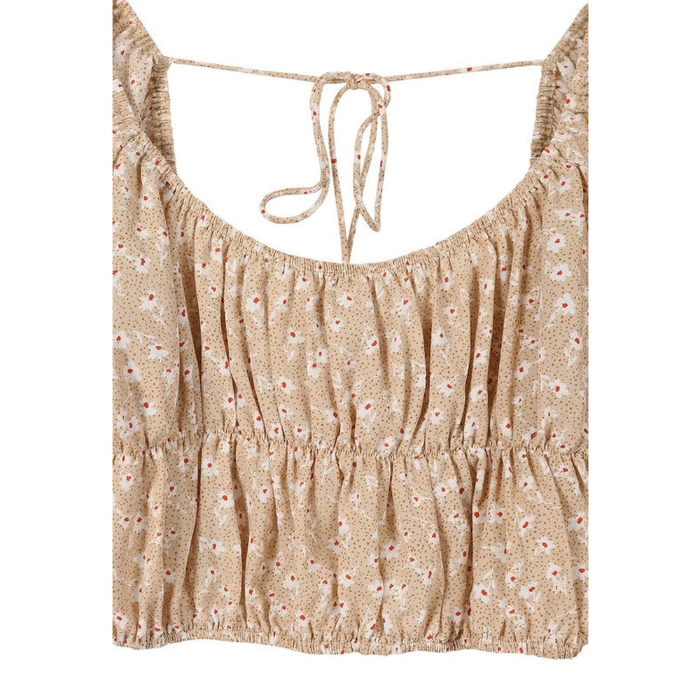 LS square neck floral crop top-Charmful Clothing Boutique