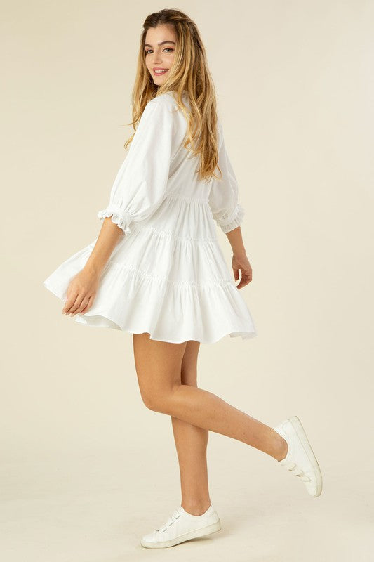 Tiered mini dress with tassel-Charmful Clothing Boutique