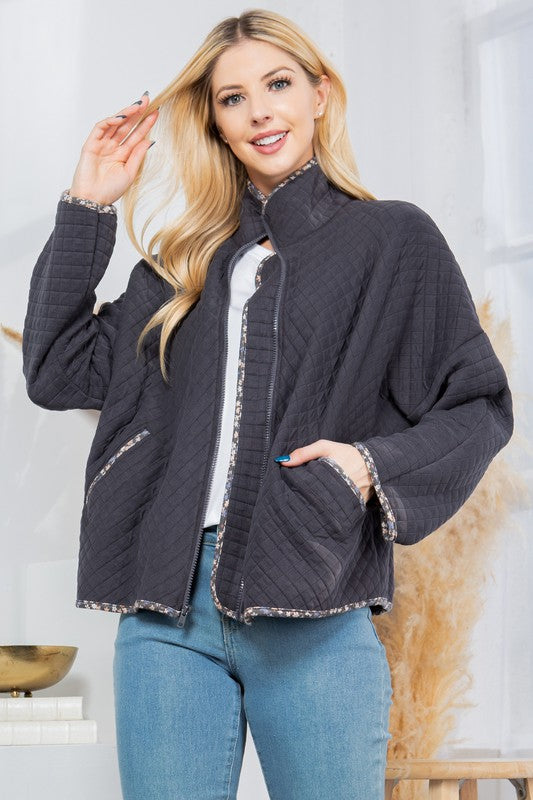 Quilt Jacket with Pockets-Charmful Clothing Boutique