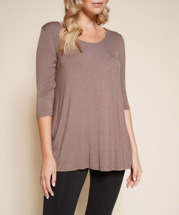 BAMBOO ELBOW TUNIC T-Charmful Clothing Boutique